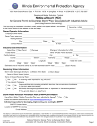 Form IL532 2103 (WPC622) Notice of Intent (Noi) for General Permit to Discharge Storm Water Associated With Industrial Activity (Excluding Construction Activity) - Illinois