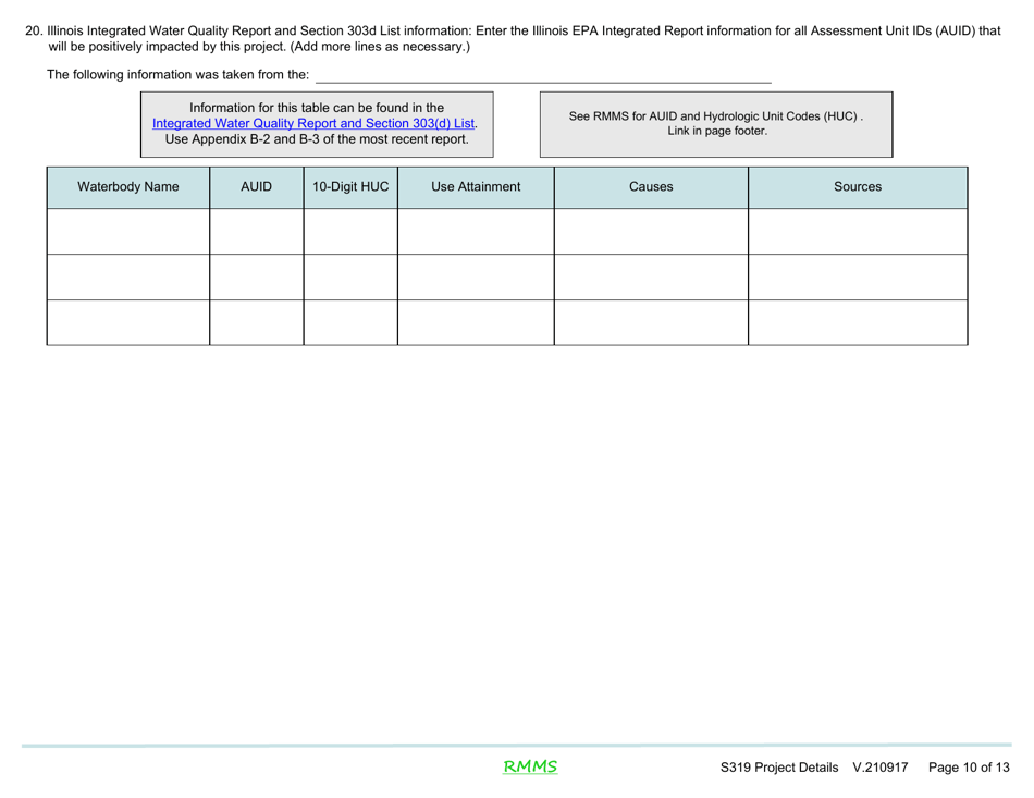 Section 319 Application - Project Details Section - Illinois, Page 10