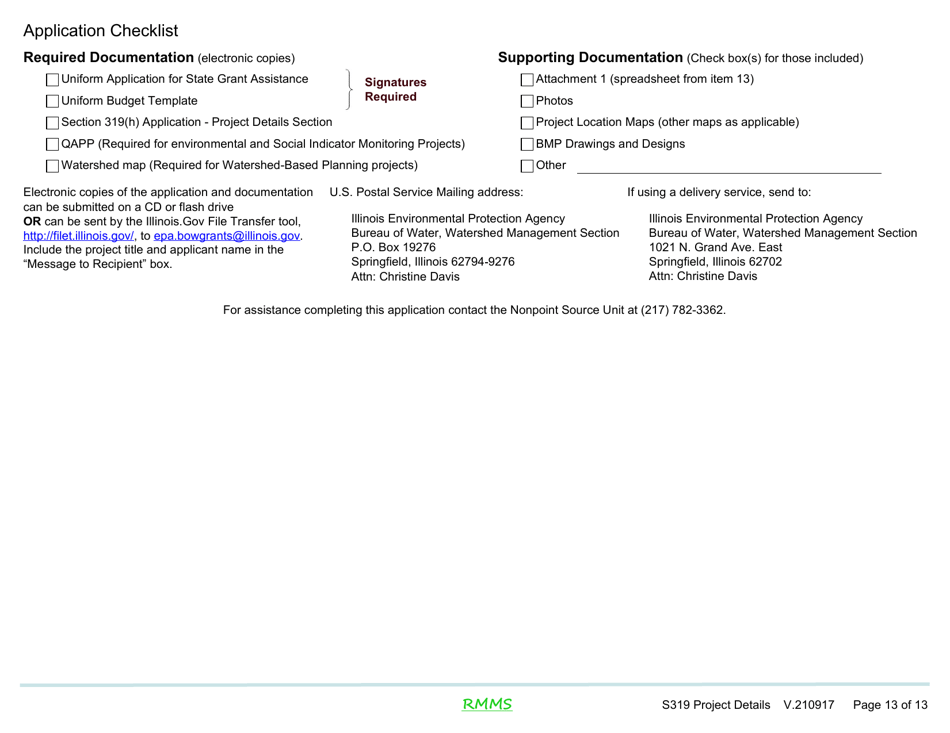 Section 319 Application - Project Details Section - Illinois, Page 13