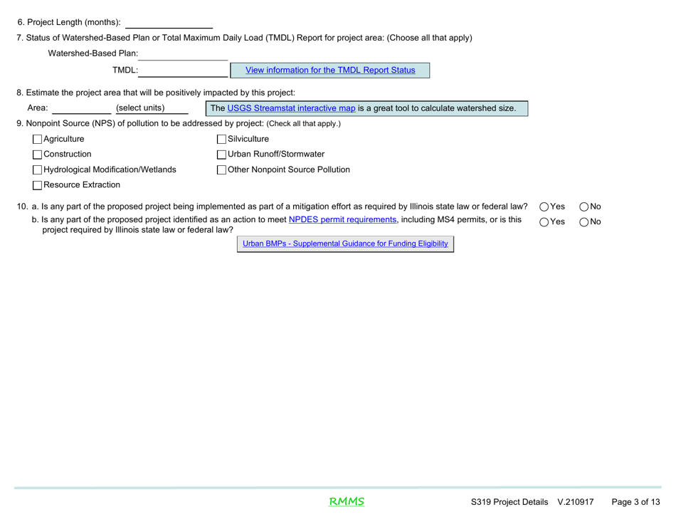 Section 319 Application - Project Details Section - Illinois, Page 3