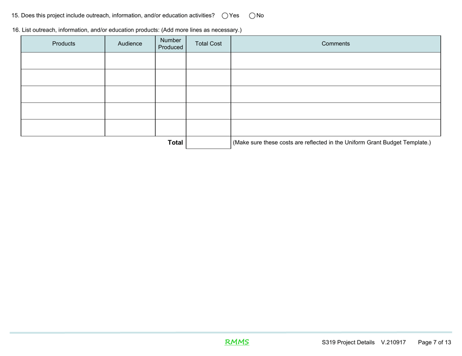 Section 319 Application - Project Details Section - Illinois, Page 7