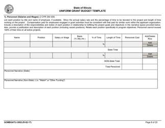 Form GOMBGATU-3002 Section 319(H) Uniform Grant Budget Template - Illinois, Page 10