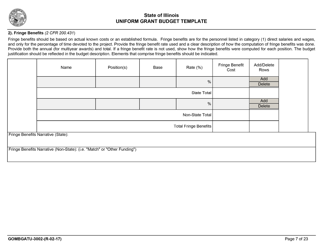 Form GOMBGATU-3002 Section 319(H) Uniform Grant Budget Template - Illinois, Page 11