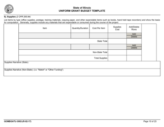Form GOMBGATU-3002 Section 319(H) Uniform Grant Budget Template - Illinois, Page 14