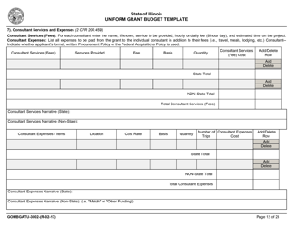 Form GOMBGATU-3002 Section 319(H) Uniform Grant Budget Template - Illinois, Page 16