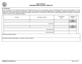 Form GOMBGATU-3002 Section 319(H) Uniform Grant Budget Template - Illinois, Page 17