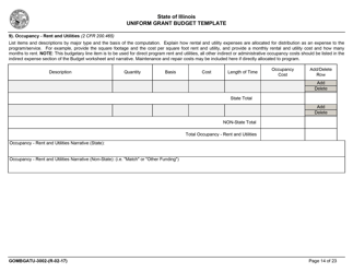 Form GOMBGATU-3002 Section 319(H) Uniform Grant Budget Template - Illinois, Page 18