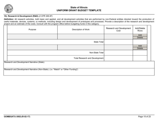 Form GOMBGATU-3002 Section 319(H) Uniform Grant Budget Template - Illinois, Page 19