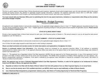Form GOMBGATU-3002 Section 319(H) Uniform Grant Budget Template - Illinois