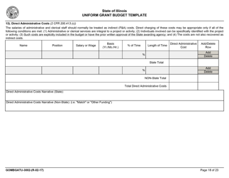 Form GOMBGATU-3002 Section 319(H) Uniform Grant Budget Template - Illinois, Page 22