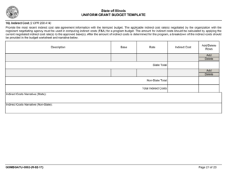Form GOMBGATU-3002 Section 319(H) Uniform Grant Budget Template - Illinois, Page 25