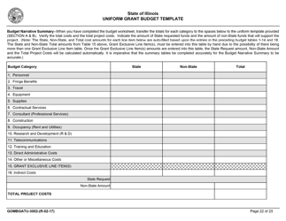 Form GOMBGATU-3002 Section 319(H) Uniform Grant Budget Template - Illinois, Page 26