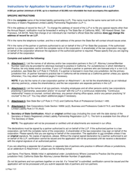 Application for Issuance of a Certificate of Registration as a Limited Liability Partnership (LLP ) - California, Page 2