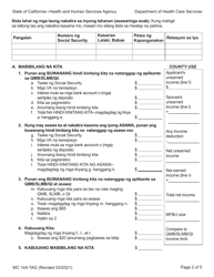 Form MC14 A Qualified Low-Income Medicare Beneficiary (Qmb), Specified Low-Income Medicare Beneficiary (Slmb), and Qualifying Individuals(Qi) Application - California (Tagalog), Page 2