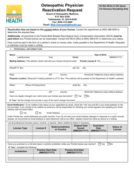 Document preview: Osteopathic Physician Reactivation Request - Florida
