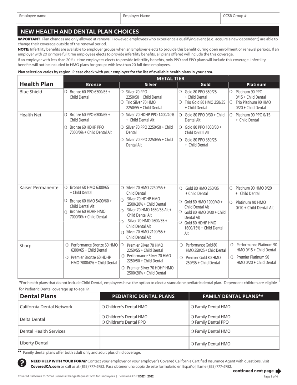 Change Request Form for Employees - California, Page 3