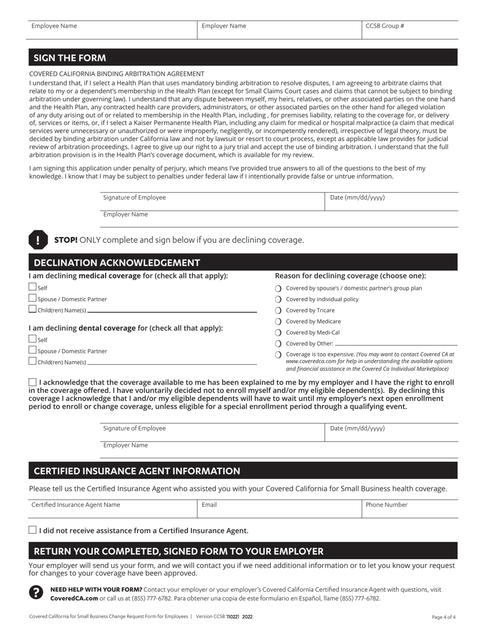 Change Request Form for Employees - California, Page 4