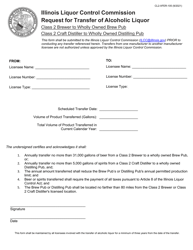 Document preview: Form CL2-XFER-105 Request for Transfer of Alcoholic Liquor - Class 2 Brewer to Wholly Owned Brew Pub/Class 2 Craft Distiller to Wholly Owned Distilling Pub - Illinois