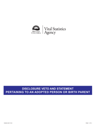 Form VSA632 Disclosure Veto and Statement Pertaining to an Adopted Person or Birth Parent - British Columbia, Canada