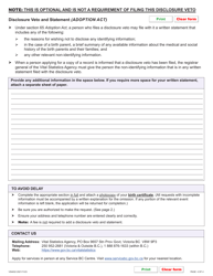 Form VSA632 Disclosure Veto and Statement Pertaining to an Adopted Person or Birth Parent - British Columbia, Canada, Page 4