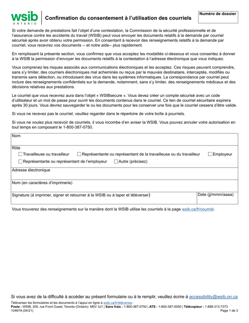 Forme 2399B Formulaire Intention De Contester - Ontario, Canada (French)