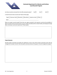 Form LR2 Grant Application - Local Records Program - Kentucky, Page 4
