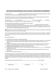 Form LR1.2 Invitation for Bid Proposal for City/County Codification of Ordinances - Kentucky