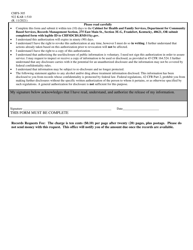 Form CHFS-305 Authorization for Disclosure of Protected Information - Kentucky, Page 2