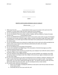 Attachment I &quot;Reentry Center Work Experience Code of Conduct&quot; - Kentucky