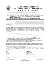 Document preview: Form APP-123 Medical Research Institutions/Educational Television or Radio Stations Exemption Application - Maine