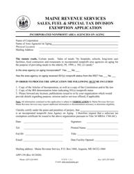 Document preview: Form APP-139 Exemption Application - Incorporated Nonprofit Area Agencies on Aging - Maine