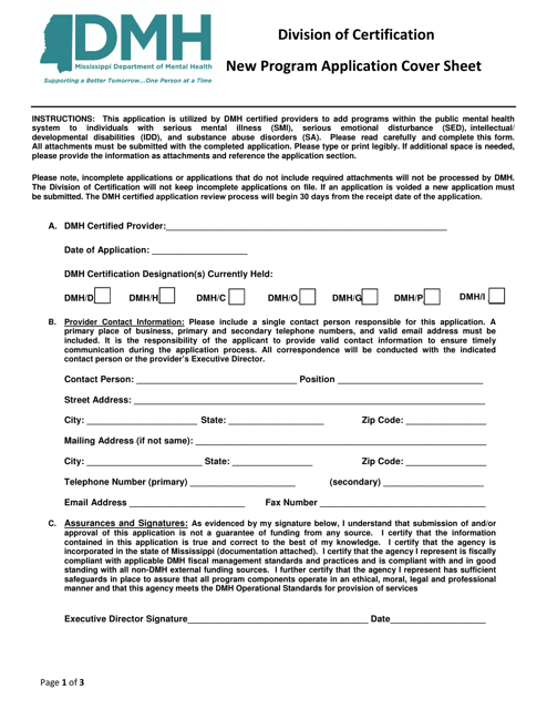 Application to Add a New Program - Mississippi Download Pdf
