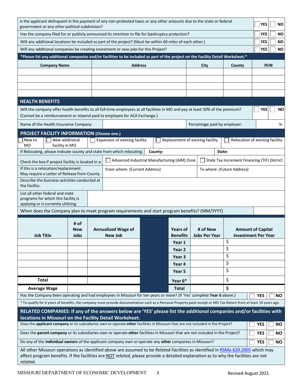 Notice of Intent (Noi) - Missouri Works Program - Missouri, Page 3