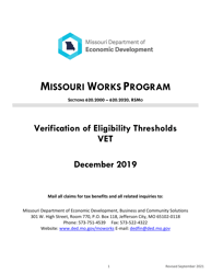 &quot;Missouri Works Verification of Eligibility Thresholds&quot; - Missouri