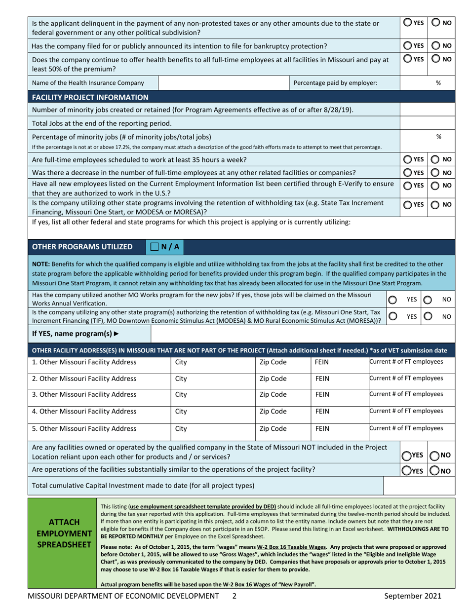 Missouri Missouri Works New Jobs Annual Verification - Fill Out, Sign ...