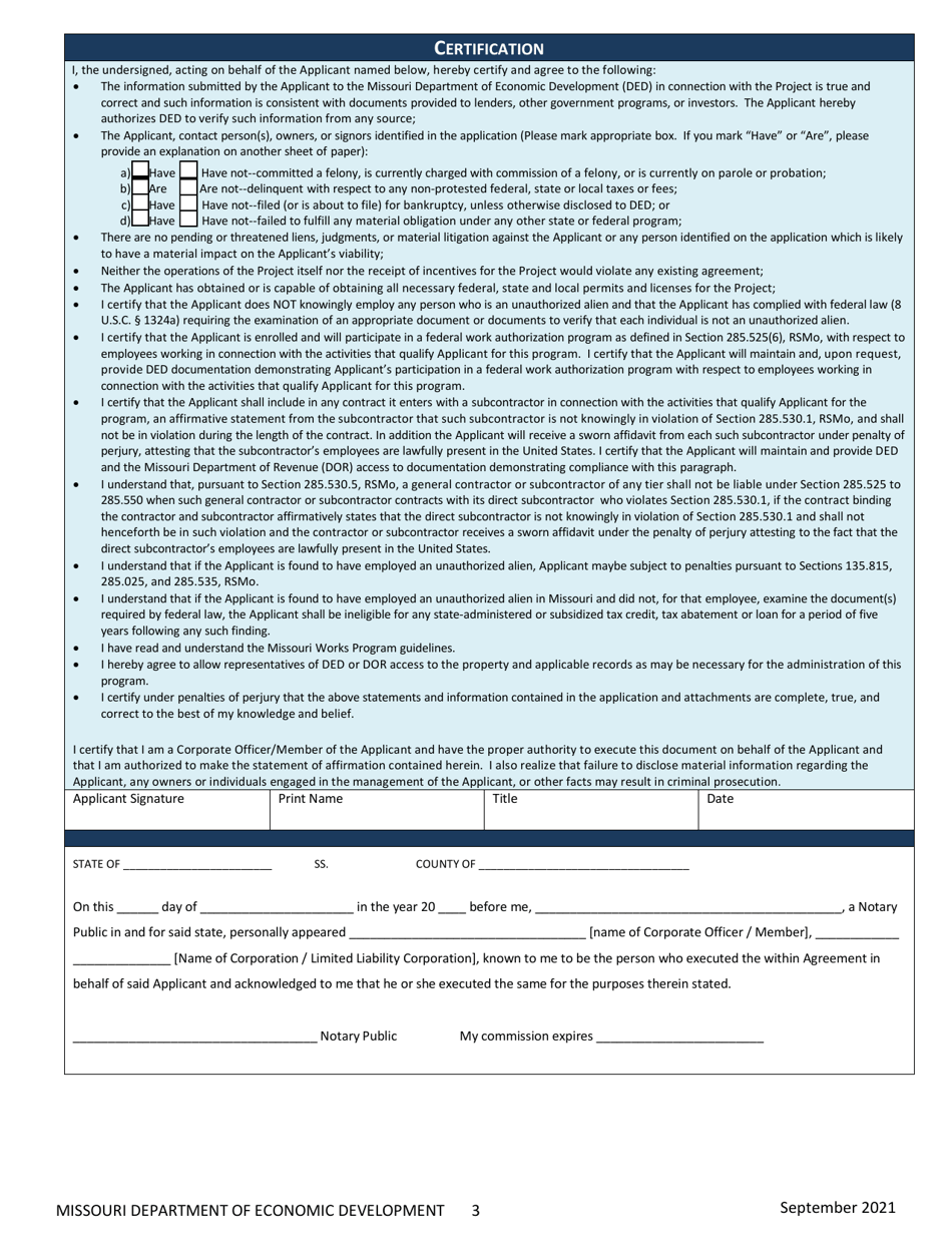 Missouri Missouri Works New Jobs Annual Verification - Fill Out, Sign 