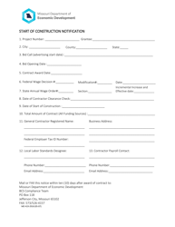 Form MO419-2918 &quot;Start of Construction Notification&quot; - Missouri