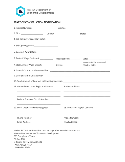 Form MO419-2918  Printable Pdf