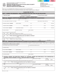 Form B1 (MO375-0112) &quot;Missouri Uniform Application for Bail Bond or Surety Recovery License&quot; - Missouri