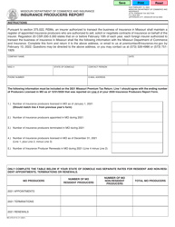 Form MO375-0110 &quot;Insurance Producers Report&quot; - Missouri, 2021