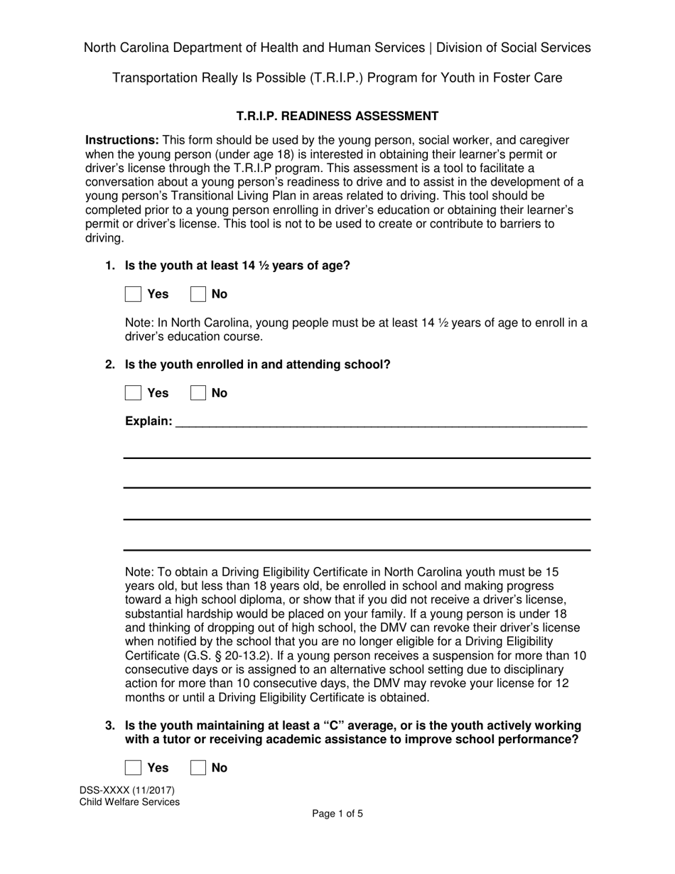 T.r.i.p. Readiness Assessment - North Carolina, Page 1