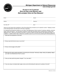 Form PR5092 Egg or Fish Loss Report and Replacement Egg or Fish Request - Salmon in the Classroom - Michigan