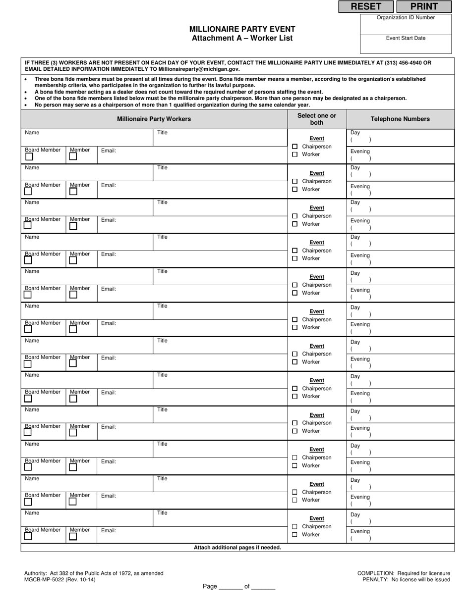 Form MGCB-MP-5022 Attachment A - Fill Out, Sign Online and Download ...