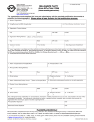 Form MGCB-MP-5041 Millionaire Party Qualification Form (Veterans Organization) - Michigan