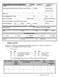 Form MGCB-LC-3227 Occupational License Application - Michigan, Page 3