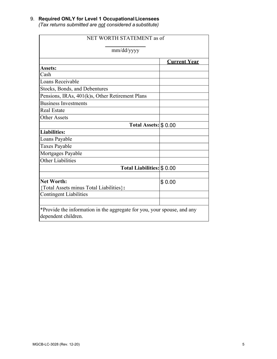 Form MGCB-LC-3028 Occupational License Application - Renewal - Michigan, Page 5