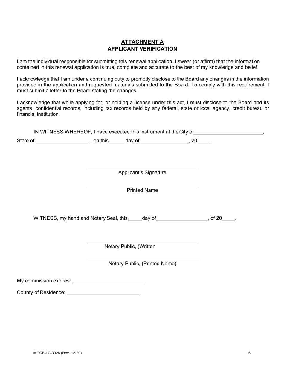 Form MGCB-LC-3028 Occupational License Application - Renewal - Michigan, Page 6