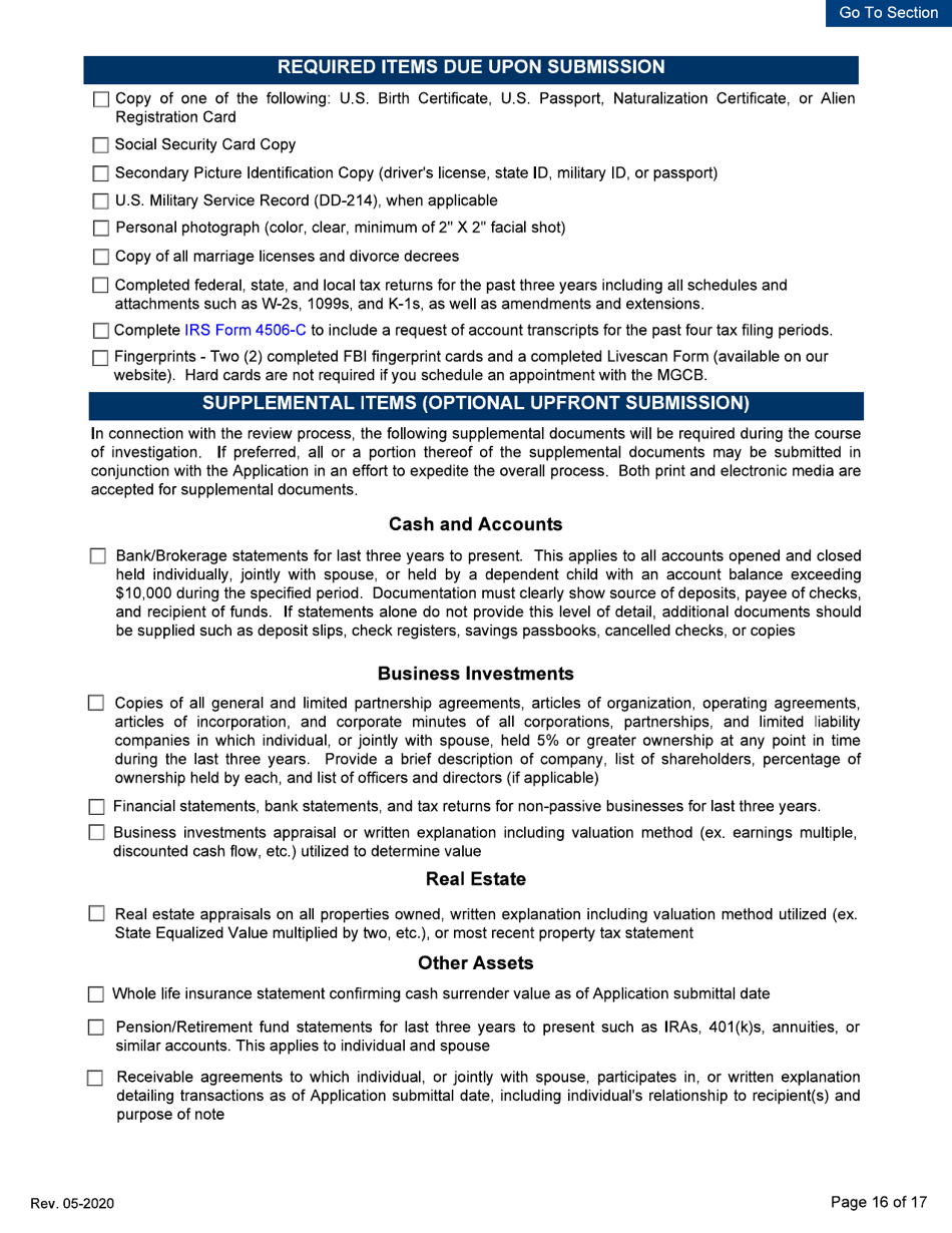 Personal Disclosure Form - Initial / Five-Year Renewal - Michigan, Page 16