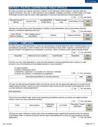 Personal Disclosure Form - Initial/Five-Year Renewal - Michigan, Page 9