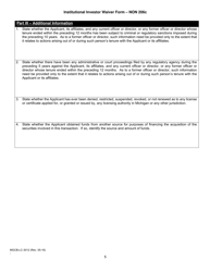 Form MGCB-LC-3012 Institutional Investor Waiver Form - Non 206c - Michigan, Page 5